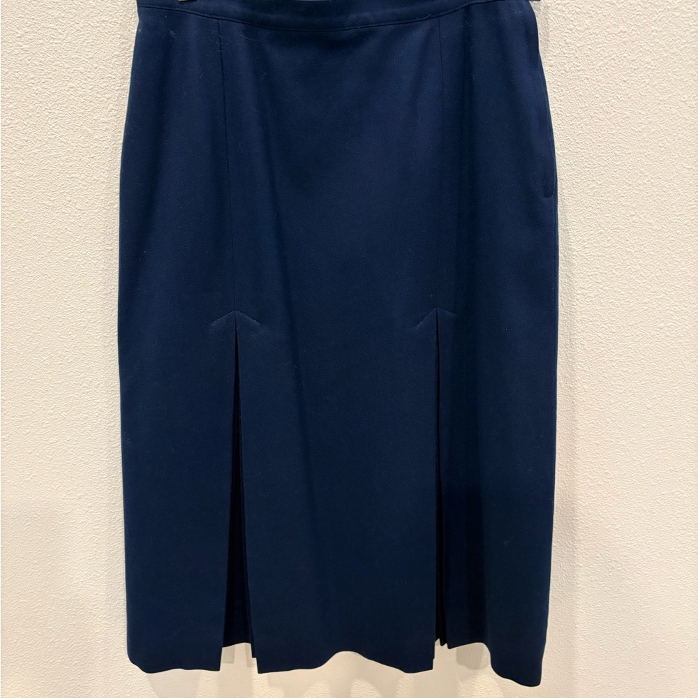 Vintage Elegant Pendleton Navy Blue Pleated Women's Skirt